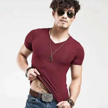 2025 Mrmt Brand New V Collar Men T-Shirt Short Sleeve Mens T Shirt Half Sleeve Lycra Cotton Man T-Shirt For Male Tshirt Clothing 2