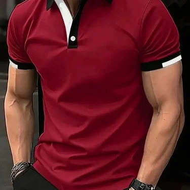 Men's Fashion Solid Color Polos T-Shirts Summer Short Sleeve 3D Printed Street Male POLO Tee 6XL Plus Size Casual Tops Pullovers 1