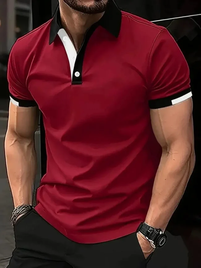 Men's Fashion Solid Color Polos T-Shirts Summer Short Sleeve 3D Printed Street Male POLO Tee 6XL Plus Size Casual Tops Pullovers 1
