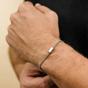 Vnox Stainless Steel Box Chain Bracelets for Men Teens, Geomtric Square Tube Charm Bracelets, Adjustable Metal Jewelry Gift 2