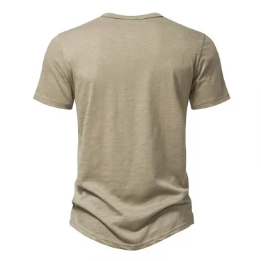 Men's Henley Shirt, Casual Fashion T-shirt, Basic Short Sleeve Top, 100% Cotton Lightweight Tee, Plus Size Camping T-shirt 3