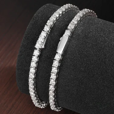 KNOBSPIN D VVS1 Moissanite Tennis Bracelet Original s925 Sterling Silver Plated 18k White Gold with GRA Bracelets for Women Man 2