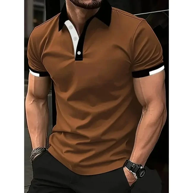 Men's Fashion Solid Color Polos T-Shirts Summer Short Sleeve 3D Printed Street Male POLO Tee 6XL Plus Size Casual Tops Pullovers 2