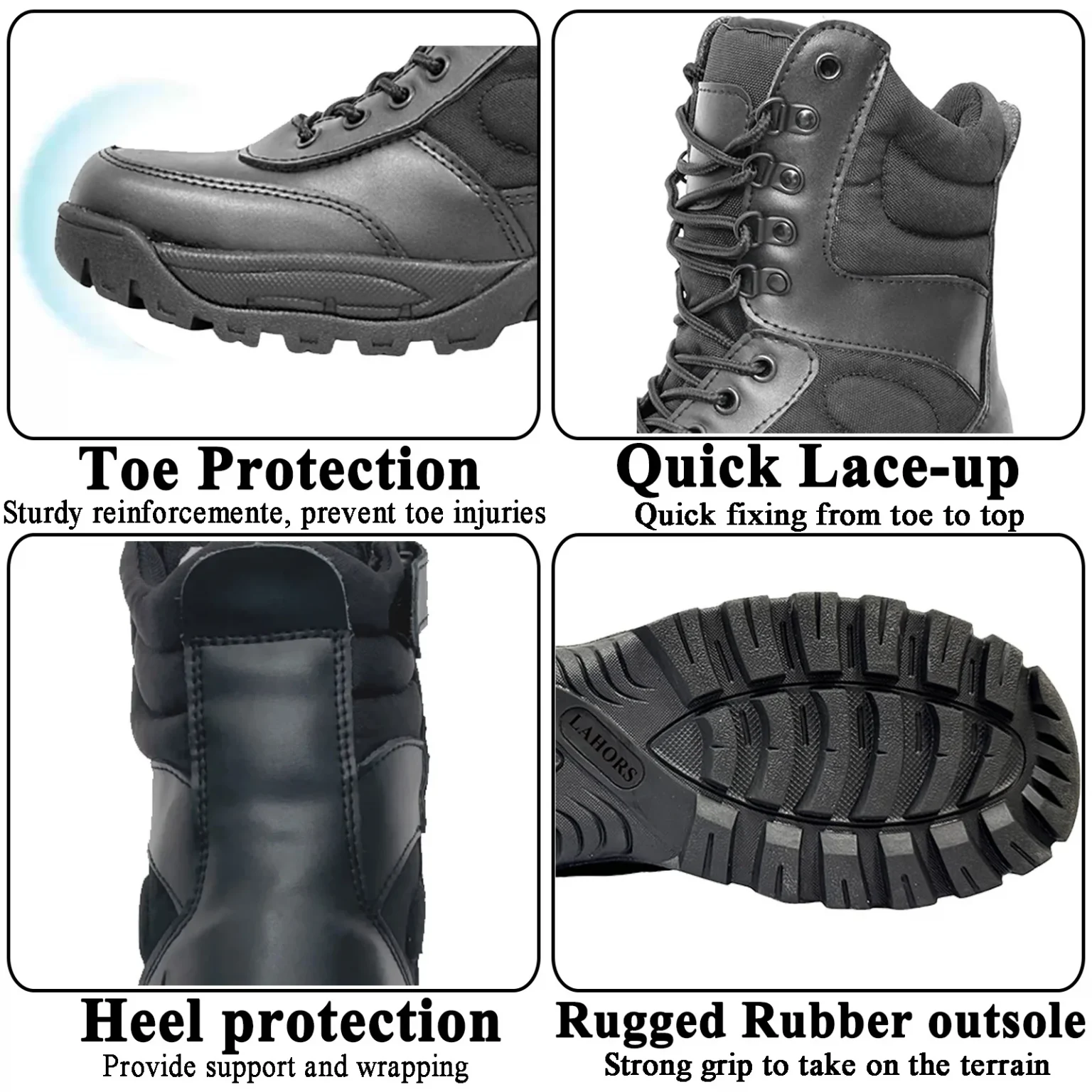 LAHORS Brand Lightweight Cowhide Leather Tactical Boots Men's Boots Desert Combat Boots Outdoor Hiking Boots Ankle Shoes Men 5