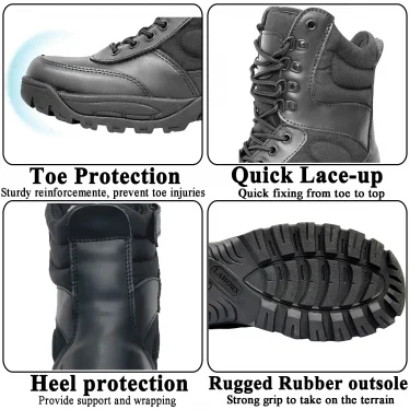 LAHORS Brand Lightweight Cowhide Leather Tactical Boots Men's Boots Desert Combat Boots Outdoor Hiking Boots Ankle Shoes Men 5