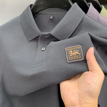 Summer Men Polo Shirts Short Sleeve Embroidered Turn-down Collar T-shirts Cotton Man Polo Tops 2