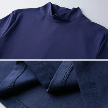 New Trend Summer Men Half High Collar Mercerized Cotton Short Sleeve Slim Body T-Shirt Men Solid Color Modale High Collar 5