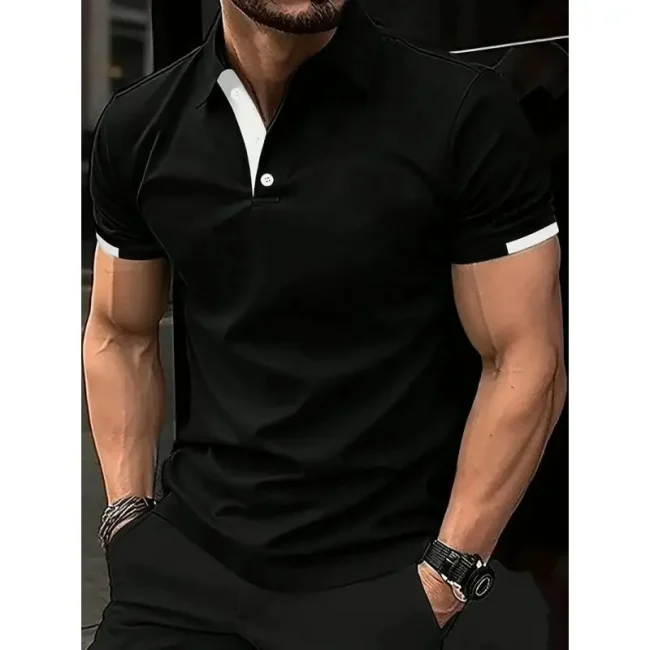 Men's Fashion Solid Color Polos T-Shirts Summer Short Sleeve 3D Printed Street Male POLO Tee 6XL Plus Size Casual Tops Pullovers 5