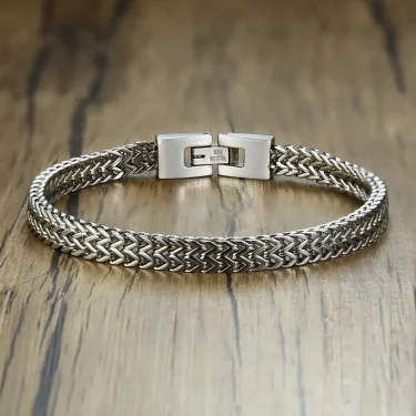 Stylish Stainless Steel Bali Foxtail Chain Bracelet for Men,Double Franco Link Chain Bracelets,Armband Male Jewelry 4