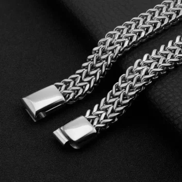 Stainless Steel Braided Double Row Metal Bracelet Suitable for Men and Girls Personalized Hip Hop Rock Party Punk Jewelry 2
