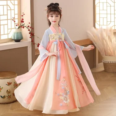 Summer Princess Costume Girls Casual Dresses Kids Vintage Children's Dress Vestido Baby Girls' Hanfu Dress Cosplay Girl Clothing 4
