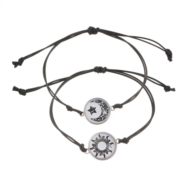Romantic Luminous Sun Moon Couple Bracelets for Women Men Handmade Braided Rope Matching Bracelet Valentine's Day Jewelry Gifts 6