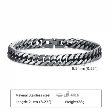 Vnox Chunky Retro Cuban Chain Bracelets for Men, Vintage Antique Stainless Steel Curb Dome Link Wristband, Cool Outfit Jewelry 6