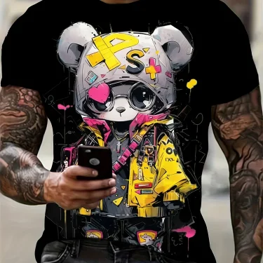 3D Bear Print Men's Clothing Summer Man Clothes O-Neck Men's Short Sleeve T-shirt Loose T-shirt Tops Men's Shirts Funny T shirts 6