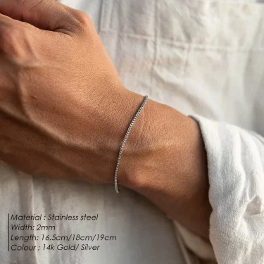 eManco Charm for Women Jewelry Gifts Minimalist Men's Bracelet Support Wholesale Silver Color Stainless Steel Box Chain Bracele 2
