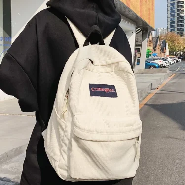 Vintage Boy Girl Corduroy Green School Bag Men Women Laptop College Backpack Cool Lady Student Fashion Female Travel BookBag New 2