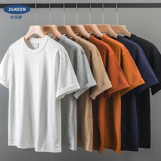 Dukeen 11.2oz Heavyweight 100% Cotton T-Shirt Men's Casual Solid Color Short-Sleeved White CrewNeck Thick Tops Unisex. 4