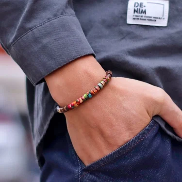 Minimalist Natural Wood Bracelet Men Grade A Imperial Stone Beaded Braclet Homme Hematite Meditation Braslet Pulsera Hombre Gift 1