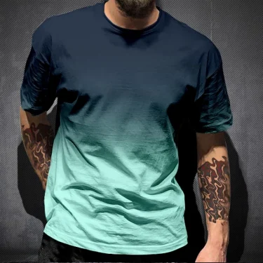 Simple Gradient T Shirts For Men Trend Summer Crew Neck Fashion 3D Printed Short Sleeve T-shirts Loose Casual Streetwear Tees 1