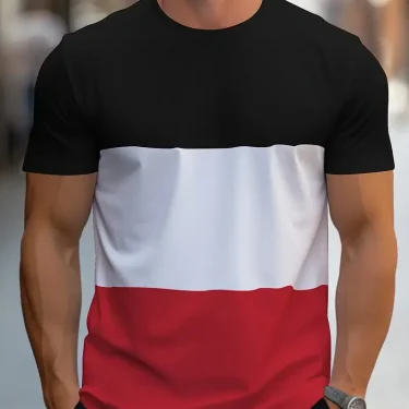 Summer new fashion men colorful geometric print pattern leisure loose street fitness high quality leisure men's T-shirt 4