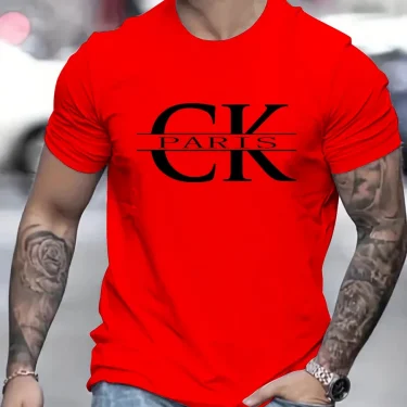 Summer new monogram print, men's retro casual cotton street casual fashion short-sleeved top 5