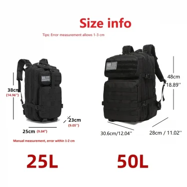 25L/50L Tactical Backpack Molle Bag Outdoor Bags Backpack for Hiking Camping Trekking Hunting Fishing GYM Bags Backpacks 2