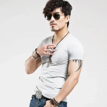 2025 Mrmt Brand New V Collar Men T-Shirt Short Sleeve Mens T Shirt Half Sleeve Lycra Cotton Man T-Shirt For Male Tshirt Clothing 5