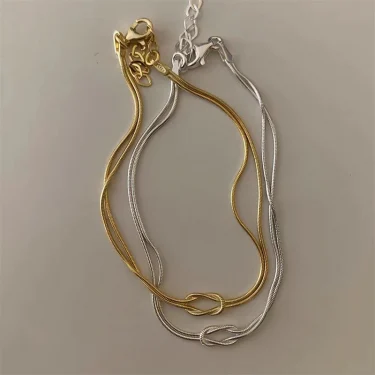 Stainless Steel Knot Snake Chain Bracelet for Couple Handmade Knot Bracelet Gold Silver Color Valentine's Day Jewelry Gifts 6