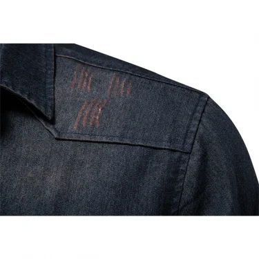 2025 Spring Men's Denim Shirt 100% Cotton Elastic Casual Slim Fit Streetwear Clothing Long Sleeve Multiple Pockets Cowboy Shirts 5