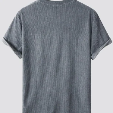 Fitness T-shirt Men's new round neck corduroy summer casual clothes thread running short sleeve T-shirt 4
