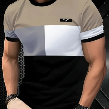 Fashion Simple Men's T-Shirt Striped Printed Short Sleeve T-Shirt Oversized Tops Summer Men's Daily Versatile Casual Clothing 6