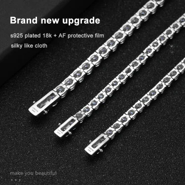 KNOBSPIN D VVS1 Moissanite Tennis Bracelet Original s925 Sterling Silver Plated 18k White Gold with GRA Bracelets for Women Man 3