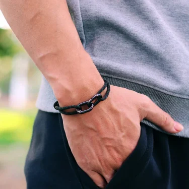 Creative Rope Bracelet For Men Handmade Sliding Adjustable Nautical Braslet Double Snap Hook Bohemian Braclet Homme Accessories 6