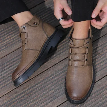 Golden Sapling Fashion Boots Men Leather Tooling Shoes Classics Men's Winter Boot Leisure Work Shoe Retro Style Casual Footwear 3