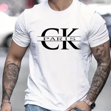 Summer new monogram print, men's retro casual cotton street casual fashion short-sleeved top 2