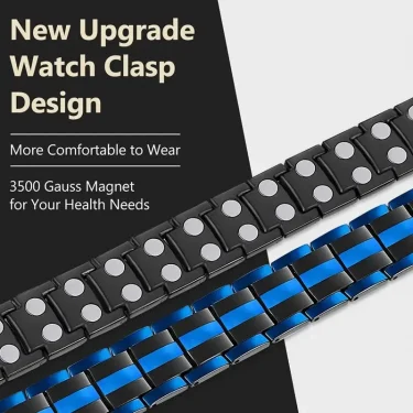 HealthCare Titanium Steel Double Row Magnetic Bangle Anti-Fatigue Therapy Bracelets for Men Arthritis Pain Relief Energy Jewelry 2