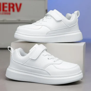 Kids Shoes Boy Sneakers Black White PU Leather Children Sneakers 6 To 12 Years School Casual Sports Tennis Shoes for Boy 2