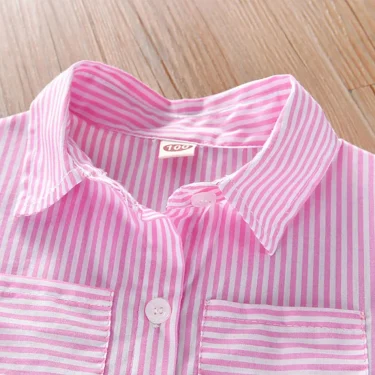 Girls Fashion Dress for Spring Autumn Striped Shirt Design with Trend Stylish and Comfortable Dress Girls Casual Dresses 5