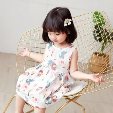 Girl Dress Cotton Summer Kids Clothes Girls Children Flower Dresses Sleeveless Princess Party Outfit Children's Clothing 3