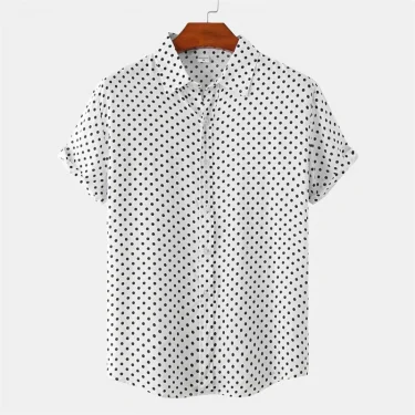 Fashion Solid Colored Dots Hawaiian Shirt Men Casual Short Sleeves Summer 3d Printed Button Blouse Tops Street Button Shirts 5