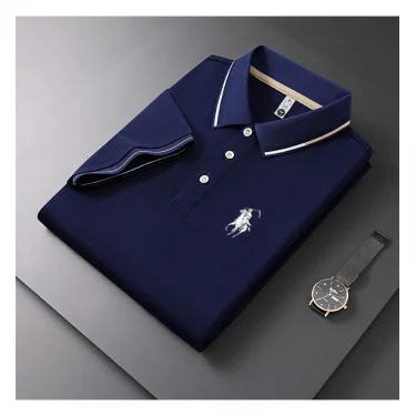 Nueva camiseta para hombre, polo clásico de manga corta, camiseta informal de verano con botones, polo informal extra grande 5