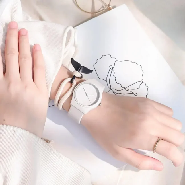 Candy Colors Student Watch INS Korean Fashion Trendy Ladies PU Leather Strap Wristwatch Simple Versatile Clock 3