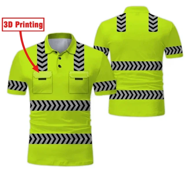 Fake Project Work Uniforms Excavator 3D Print Cosplay Oversized Men's Polo Shirt Short Sleeve Top Tee Breathable Uniform Clothes 4