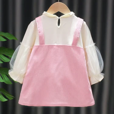 Kid Girl Dress Princess Dress Pocket Bear Gift Birthday Party Children Puff Long Sleeve Toddler Girl Clothes Teen Baby Suit A830 2