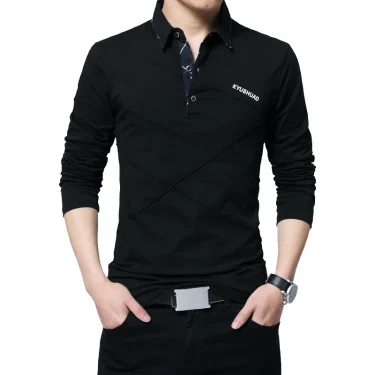 TFETTERS Brand T Shirt Men Long T-shirt Turn-down Stripe Designer T-shirt Slim Fit Loose Casual Cotton T Shirt Male Plus Size 4
