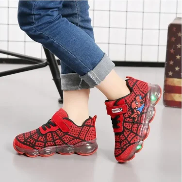 Hot Spiderman Kids Boys Sports Sneakers Children Glowing Kids Shoe Chaussure Enfant Girls Shoe With LED light Size 21-30 4