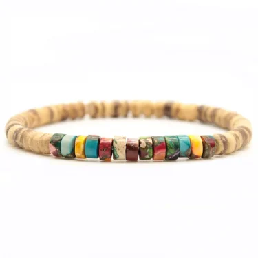 Minimalist Natural Wood Bracelet Men Grade A Imperial Stone Beaded Braclet Homme Hematite Meditation Braslet Pulsera Hombre Gift 5