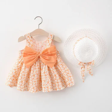 2Piece Summer Newborn Dresses Toddler Clothes Korean Cute Bow Flowers Beach Infant Princess Dress Baby Girl Clothing Set BC252 5
