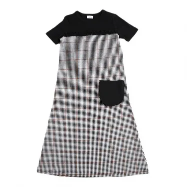 AA-girls long sleeve maxi dress round neck big girl clothes children clothing girl cotton dress ruffle and large baggy pocket 4