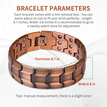 Befoshinn Vintage Fashion Trendy Man Bracelet Pure Copper Magnetic Therapy Health Bracelet Popular Jewelry Bangles Gifts For Men 6
